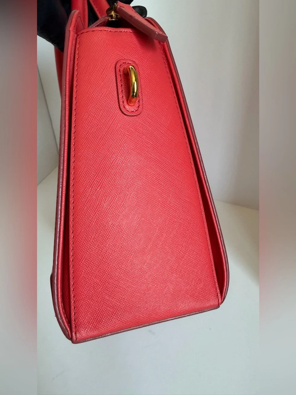MCM Red Saffiano Leather Satchel - Brand Unknown